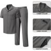 image:imageJMIERR Men Texture 2 Piece Outfit Short Sleeve Lightweight Beach Button Down Shirt Casual Pant Sets with PocketB Grey