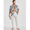 image:imageJMIERR Men Texture 2 Piece Outfit Short Sleeve Lightweight Beach Button Down Shirt Casual Pant Sets with PocketBlack