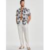image:imageJMIERR Men Texture 2 Piece Outfit Short Sleeve Lightweight Beach Button Down Shirt Casual Pant Sets with PocketBlack