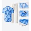 image:imageJMIERR Men Texture 2 Piece Outfit Short Sleeve Lightweight Beach Button Down Shirt Casual Pant Sets with PocketBlue