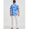 image:imageJMIERR Men Texture 2 Piece Outfit Short Sleeve Lightweight Beach Button Down Shirt Casual Pant Sets with PocketBlue