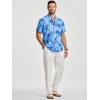 image:imageJMIERR Men Texture 2 Piece Outfit Short Sleeve Lightweight Beach Button Down Shirt Casual Pant Sets with PocketBlue