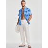 image:imageJMIERR Men Texture 2 Piece Outfit Short Sleeve Lightweight Beach Button Down Shirt Casual Pant Sets with PocketBlue