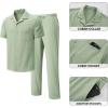 image:imageJMIERR Men Texture 2 Piece Outfit Short Sleeve Lightweight Beach Button Down Shirt Casual Pant Sets with PocketC Green