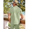 image:imageJMIERR Men Texture 2 Piece Outfit Short Sleeve Lightweight Beach Button Down Shirt Casual Pant Sets with PocketC Green