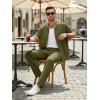 image:imageJMIERR Men Texture 2 Piece Outfit Short Sleeve Lightweight Beach Button Down Shirt Casual Pant Sets with PocketD Dark Green