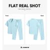 image:imageJMIERR Men Texture 2 Piece Outfit Short Sleeve Lightweight Beach Button Down Shirt Casual Pant Sets with PocketD Light Blue