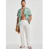 image:imageJMIERR Men Texture 2 Piece Outfit Short Sleeve Lightweight Beach Button Down Shirt Casual Pant Sets with PocketDark Blue