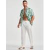 image:imageJMIERR Men Texture 2 Piece Outfit Short Sleeve Lightweight Beach Button Down Shirt Casual Pant Sets with PocketDark Blue