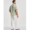 image:imageJMIERR Men Texture 2 Piece Outfit Short Sleeve Lightweight Beach Button Down Shirt Casual Pant Sets with PocketGreen