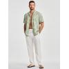 image:imageJMIERR Men Texture 2 Piece Outfit Short Sleeve Lightweight Beach Button Down Shirt Casual Pant Sets with PocketGreen