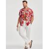 image:imageJMIERR Men Texture 2 Piece Outfit Short Sleeve Lightweight Beach Button Down Shirt Casual Pant Sets with PocketRed
