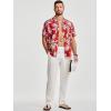 image:imageJMIERR Men Texture 2 Piece Outfit Short Sleeve Lightweight Beach Button Down Shirt Casual Pant Sets with PocketRed