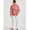 image:imageJMIERR Men Texture 2 Piece Outfit Short Sleeve Lightweight Beach Button Down Shirt Casual Pant Sets with PocketRed