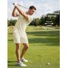 image:imageJMIERR Mens 2 Piece Jacquard Outfits Ultra Soft Comfy 14 Zip Golf Polo Shirt Shorts Set Tracksuits for BeachApricot
