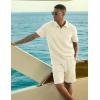 image:imageJMIERR Mens 2 Piece Jacquard Outfits Ultra Soft Comfy 14 Zip Golf Polo Shirt Shorts Set Tracksuits for BeachApricot