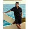 image:imageJMIERR Mens 2 Piece Jacquard Outfits Ultra Soft Comfy 14 Zip Golf Polo Shirt Shorts Set Tracksuits for BeachBlack