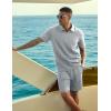 image:imageJMIERR Mens 2 Piece Jacquard Outfits Ultra Soft Comfy 14 Zip Golf Polo Shirt Shorts Set Tracksuits for BeachGrey