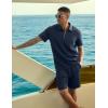 image:imageJMIERR Mens 2 Piece Jacquard Outfits Ultra Soft Comfy 14 Zip Golf Polo Shirt Shorts Set Tracksuits for BeachNavy Blue