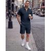 image:imageJMIERR Mens 2 Piece Jacquard Outfits Ultra Soft Comfy 14 Zip Golf Polo Shirt Shorts Set Tracksuits for BeachNavy Blue