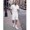 image:imageJMIERR Mens 2 Piece Jacquard Outfits Ultra Soft Comfy 14 Zip Golf Polo Shirt Shorts Set Tracksuits for BeachWhite
