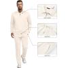 image:imageJMIERR Mens 2 Piece Outfits Quarter Zipper Polo Shirt Tracksuit amp Joggers Sweatpants Sweatsuit Sets JacquardApricot