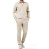 image:imageJMIERR Mens 2 Piece Outfits Quarter Zipper Polo Shirt Tracksuit amp Joggers Sweatpants Sweatsuit Sets JacquardApricot