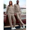 image:imageJMIERR Mens 2 Piece Outfits Quarter Zipper Polo Shirt Tracksuit amp Joggers Sweatpants Sweatsuit Sets JacquardBeige