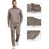 image:imageJMIERR Mens 2 Piece Outfits Quarter Zipper Polo Shirt Tracksuit amp Joggers Sweatpants Sweatsuit Sets JacquardBeige
