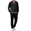 image:imageJMIERR Mens 2 Piece Outfits Quarter Zipper Polo Shirt Tracksuit amp Joggers Sweatpants Sweatsuit Sets JacquardBlack