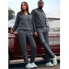 image:imageJMIERR Mens 2 Piece Outfits Quarter Zipper Polo Shirt Tracksuit amp Joggers Sweatpants Sweatsuit Sets JacquardDark Grey