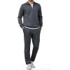 image:imageJMIERR Mens 2 Piece Outfits Quarter Zipper Polo Shirt Tracksuit amp Joggers Sweatpants Sweatsuit Sets JacquardDark Grey