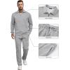 image:imageJMIERR Mens 2 Piece Outfits Quarter Zipper Polo Shirt Tracksuit amp Joggers Sweatpants Sweatsuit Sets JacquardGrey