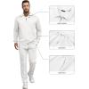 image:imageJMIERR Mens 2 Piece Outfits Quarter Zipper Polo Shirt Tracksuit amp Joggers Sweatpants Sweatsuit Sets JacquardWhite