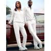 image:imageJMIERR Mens 2 Piece Outfits Quarter Zipper Polo Shirt Tracksuit amp Joggers Sweatpants Sweatsuit Sets JacquardWhite