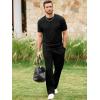 image:imageJMIERR Mens 2 Piece Sets Short Sleeve Shirts and Loose Pants Summer Textured SuitsBlack