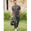 image:imageJMIERR Mens 2 Piece Sets Short Sleeve Shirts and Loose Pants Summer Textured SuitsDark Grey