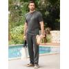 image:imageJMIERR Mens 2 Piece Sets Short Sleeve Shirts and Loose Pants Summer Textured SuitsDark Grey