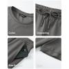 image:imageJMIERR Mens 2 Piece Sets Short Sleeve Shirts and Loose Pants Summer Textured SuitsDark Grey