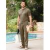 image:imageJMIERR Mens 2 Piece Sets Short Sleeve Shirts and Loose Pants Summer Textured SuitsKhaki