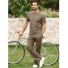 image:imageJMIERR Mens 2 Piece Sets Short Sleeve Shirts and Loose Pants Summer Textured SuitsKhaki