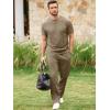 image:imageJMIERR Mens 2 Piece Sets Short Sleeve Shirts and Loose Pants Summer Textured SuitsKhaki