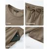 image:imageJMIERR Mens 2 Piece Sets Short Sleeve Shirts and Loose Pants Summer Textured SuitsKhaki