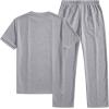 image:imageJMIERR Mens 2 Piece Sets Short Sleeve Shirts and Loose Pants Summer Textured SuitsLight Grey