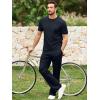 image:imageJMIERR Mens 2 Piece Sets Short Sleeve Shirts and Loose Pants Summer Textured SuitsNavy Blue