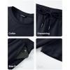 image:imageJMIERR Mens 2 Piece Sets Short Sleeve Shirts and Loose Pants Summer Textured SuitsNavy Blue