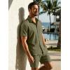 image:imageJMIERR Mens 2 Piece Short Sets Short Sleeve Shirts and Shorts Summer Beach Vacation Texture OutfitsDark Green