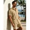 image:imageJMIERR Mens 2 Piece Short Sets Short Sleeve Shirts and Shorts Summer Beach Vacation Texture OutfitsKhaki