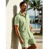 image:imageJMIERR Mens 2 Piece Short Sets Short Sleeve Shirts and Shorts Summer Beach Vacation Texture OutfitsLight Green