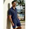 image:imageJMIERR Mens 2 Piece Short Sets Short Sleeve Shirts and Shorts Summer Beach Vacation Texture OutfitsNavy Blue